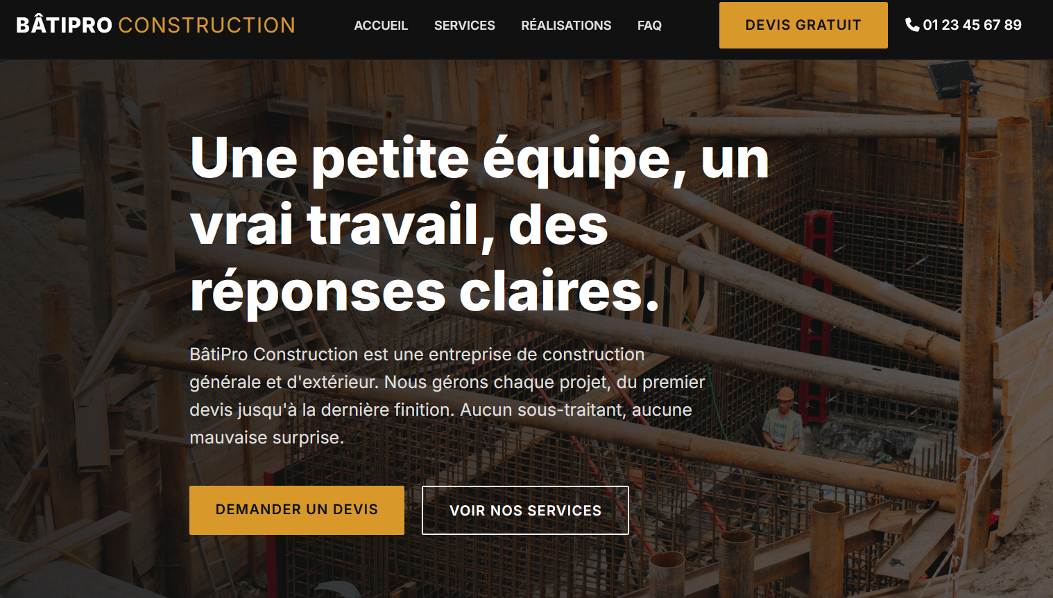 Site vitrine Construction